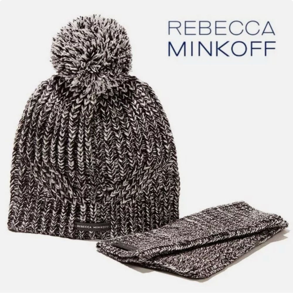 NEW! Rebecca Minkoff Kids Black and White Knit Hat and Glove